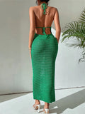 And Summer New Body Repair Neck Tie Bare Back Knitted Sweater