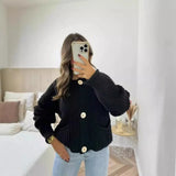 Women's INS Explosion Coarse Needle Long Sleeved Button