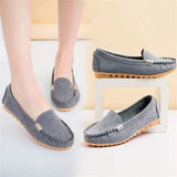 And Summer Round Head Flat Heded Shallow Shoes Single Shoes Metal Buckle Flat-Soled Women's Shoes Students Bean Shoes Casual Single