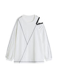 Women Korean Pullover Hoodies Irregular New Trendy Sense Of Design Autumn Solid Color Long Sleeve O-neck Pullover