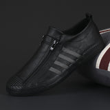 Men's Shoes 2025 Autumn Men's Casual Leather Shoes Fashion Flat Shoes One Foot Pedal