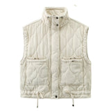 Women's Clothing ZA Autumn And Winter New Lingge Led Sleeveless Cotton Vest