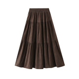 Velvet Brown Dress A-Word Skirt Women Autumn And Winter Show Thin Long Skirt Long Skirt