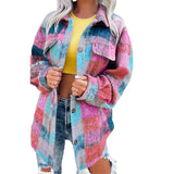 Zingj Years Of Fashion Wind Autumn And Winter Woolen Print Casual Fashion Lapel Long Sleeve Coat