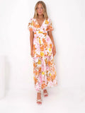 Women's Color Printing Embroidery Sleek Fashion Splicing Dress Women