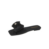 Flat-Bottomed Slippers Women 2025 Summer New Bows One-Word Fashion Drag Wear Women Drag