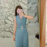 Retro Waist Thin Temperament Professional Women's Suit Collar Trousers Fashion Trousers Wide Leg