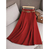 Women's Spring And Autumn Solid Color Casual Bvy Skirt With