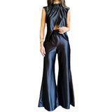 Zingj Summer New Fashion 2-Piece Set Summer Slit Loose Bell-Bottom Pants Set-Outfit