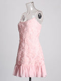 2025 Spring New Fashion Sexy Three-Dimensional Flowers Stitching Design Sense Hanging Lotus Side A-Shaped Dress