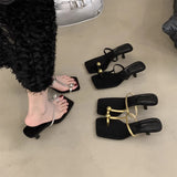 Small Cool Slippers Wearing Women's Shoes In The Summer Of 2025 New Fine Heel With Skirt Temperament Black High-Heeled