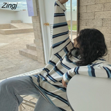 Sleeve T-shirts Women Striped College O-Neck Loose Leisure All-match Female Tees Popular Simple Students Spring Stylish