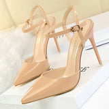 Shoes Fashion High Heels Shoes Patent Leather Woman Pumps Sexy Women Heels Blue Sliver Stiletto Heels Women Sandals