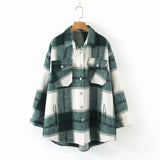 Autumn Women's Wear Urban Leisure Woolen Plaid Shirt