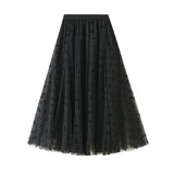 Swing Splicing Yarn Dress Lint Lint Half Dress Woman 2025 Spring Splicing Mesh Yarn Skirt