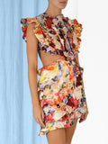High-End Women's Sexy Dew Back-To-Back Dress Skirt Short Dress High-End Fine Print Dress Dress