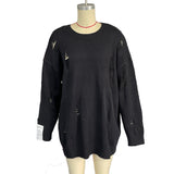 Wind White Label Decoration Rotten Sweater Women Lazy Wind Loose Long-Sleeved Hot Girls Autumn And Winter Clothes