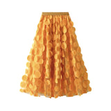 Industry Three-Dimensional Wave Point Black Mesh Half-Body Dress 2025 New Design Sense Hepburn Style Long Umbrella Skirt