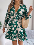 2025 Leisure Flowers Long Sleeve Wood Ear A Skirt Women's
