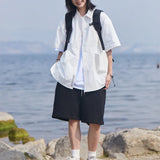 Zingj Overalls Short-Sleeved Shirt Female Fashion Brand Bf Lazy Wind Loose Casual Versatile Coat Shirt Half Sleeve