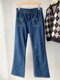 Zingj French Vintage Blue High-Waisted Jeans East Gate Women's New Pocket Straight Horn Floor