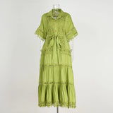 And Autumn New Court Style Small Retro Hollow High-End Lace To Receive Short-Sleeved Collar Long