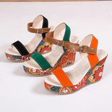 2025 Spring And Summer New Loose Pastry Slope Sandals Women's One-Character Buckle With Thick-Soled Fashion