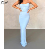 Summer Halter Long Dress Summer Women Leisure Style Solid Color Sleeveless Backless Bodycon