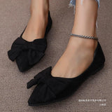 New Light Tip Tip Low-Top Single-Shoe Women Flat With Bow Velvet Foot Bean