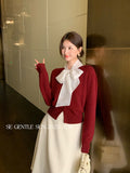 Xixi 2025 Winter White Standard Korean Version Of Elegant Solid Color With Wool Knitted Shirt Small Sweater Girl
