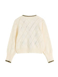Autumn New Sweet Flowers V-neck Long Sleeve Button Knitted Coat Sweaters Harajuku Women Cardigan Fashion Korean Knitted