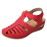 Summer New Large-Size Hole Shoe Bag Head Retro Sandals Magic Sticker Hollow Slope And Round Head Women's