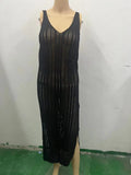 Zingj New Sweater Beach Casual Solid Color Knit Sling Knit Cover Outside-Outfit