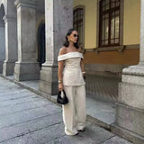 Women's INS Burst Side Open Fork On The Shoulder Trousers