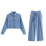 New Bag Cover Short Shirt 799005 With Belt Wide Leg Trousers