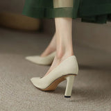 And Summer New Korean Version Of The Fashion High Heels Tips Light-Tied Thick And Solid Orange Single Shoes Commuter Work