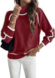 And Winter Knitted Shirt Women's Jacket Long-Sleeved High-Necked Top Solid Color Loose Casual Jump