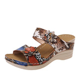 New Large-Size Women's Sandals Thick-Soled Flowers Snake-Snake Sandals Large-Size Women's
