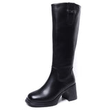 Layer Of Cow Skin High Boots Women 2025 Autumn And Winter New Knight Boots Korean Version Plus Velvet Thin Side Zipper High-Heeling