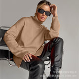 High-Necked Sweater For Autumn/Winter 2025 Women Selling Open-Fork Knitted Shirt Design Soft Tops