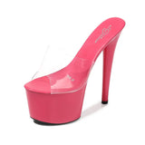 Zingj New Model Shoes Super High Heels 17CM Thin Heel Waterproof Platform Sandal Female Transparent Crystal Shoes Wedding