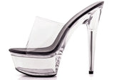 Zingj Style Sexy Super High Heels 15CM Thin Heel Waterproof Platform Slippers Transparent Crystal Shoes Wedding Shoes Banquet High