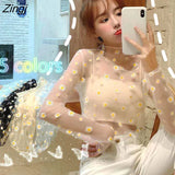Women 5 Colors Ins Summer Basic Sun-proof All-match Korean Hot Ladies Sheer Top Lovely Daisy Casual Popular Femme
