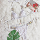 Zingj New Ins Web Celebrity Sexy Crystal Diamond Bikini Strap Women's Split Swimsuit Beach