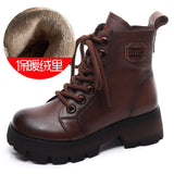 Handmade Martin Boots Women Winter New Tape Heightening Single Boots Coarse And Stylish Handsome Leather
