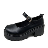 Red British Small Leather Shoes Women Thick-Soled Mary Treasure Shoes Buckle High Heel Single Shoes Lolita Students JK Uniform