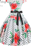 Party Dress Women Elegant Short Sleeve Floral Print Vintage Dresses Robe Femme Summer New Midi Bodycon