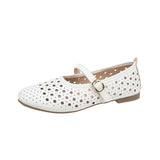 Hollow Mary Treasure Shoes Women 2025 Autumn Round Head Casual Button Button Single Shoe Trend Hit Female