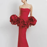 Bra Design-Sensitive Dress Woman 2025 Summer New Three-Dimensional Flowers Show Backs Long Dress
