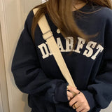Zingj 2024 New Embroidered Letter Thin Hoodie Female Loose Round Collar Fashion Student Long Sleeve Jacket Coat